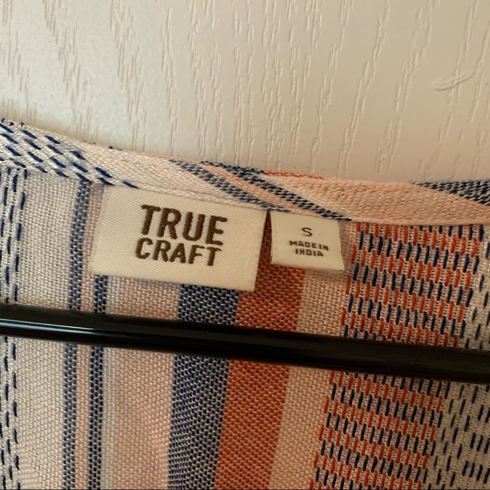 True Craft Striped Patchwork Linen Style Dress - image 3